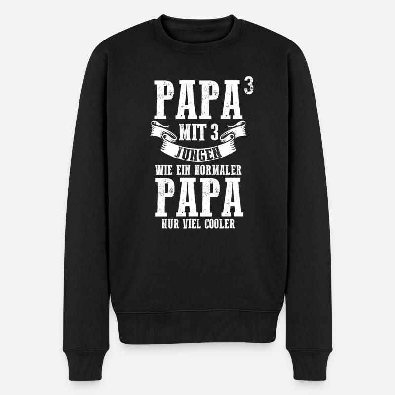 Papa 3 Söhne Papa von 3 Jungs Geschenk - Männer Premium Bio Pullover - Schwarz
