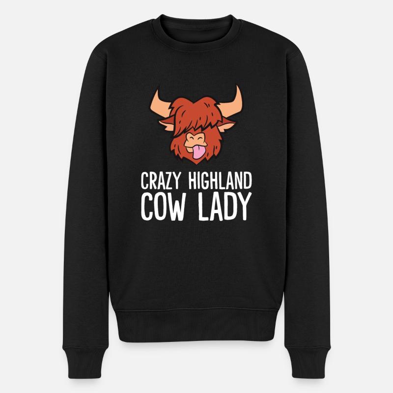 Schottische Hochlandkuh Dame Verrückte - Männer Premium Bio Pullover - Schwarz