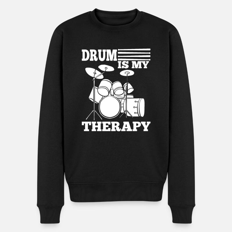 Drum Is My Therapy Drum Set - Funny Drummer Gift - Männer Premium Bio Pullover - Schwarz