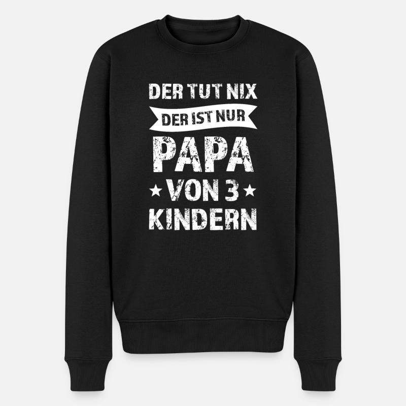 Papa 3 Kinder Vater Geschenk - Männer Premium Bio Pullover - Schwarz