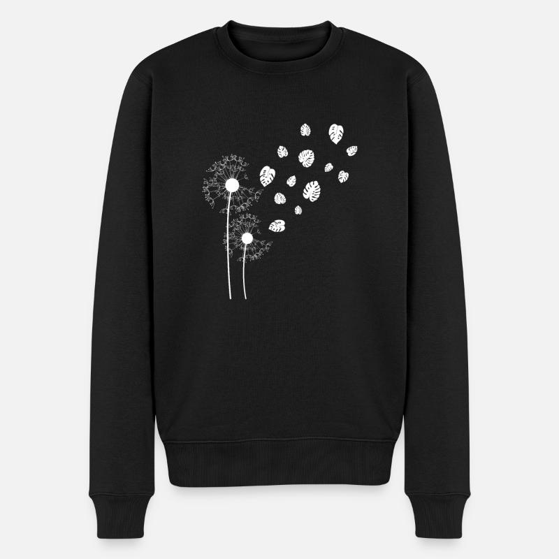 Löwenzahn Monstera - Männer Premium Bio Pullover - Schwarz