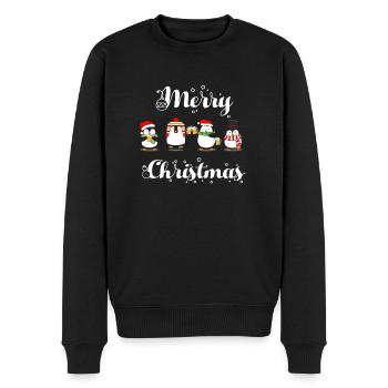 Merry Christmas Lustiger Pinguin Bier - Männer Premium Bio Pullover - Schwarz - Vorne - Nico (187cm)