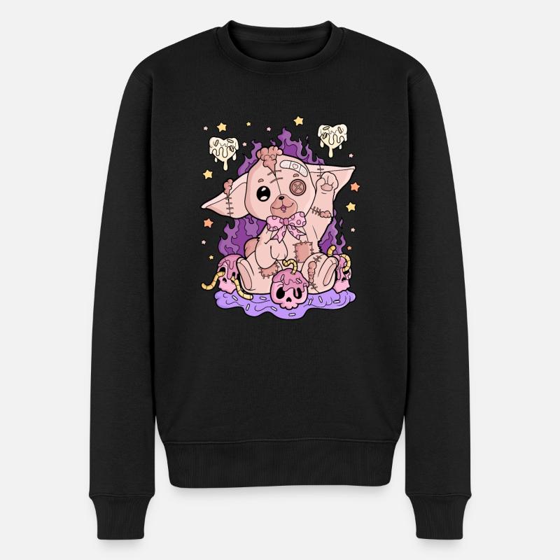 Creepy Kawaii Pastel Goth Horror - Männer Premium Bio Pullover - Schwarz