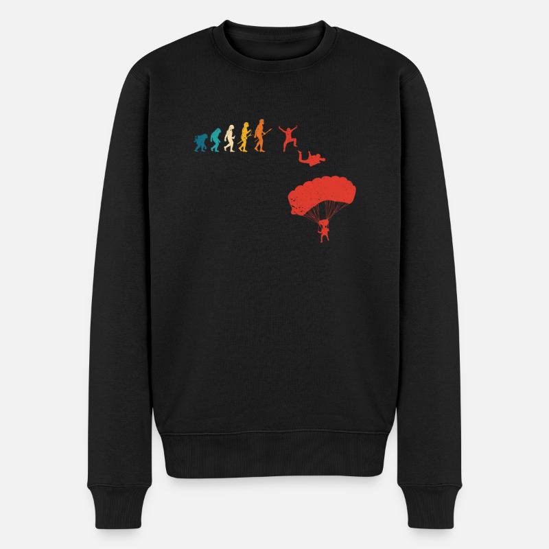 Parachutisme Évolution humaine - Pull Premium bio Homme - noir