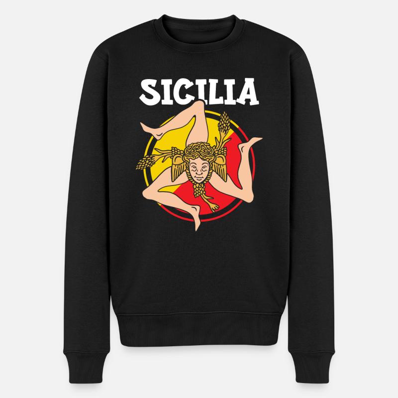Sicile drapeau Sicile Palerme Italie - Pull Premium bio Homme - noir