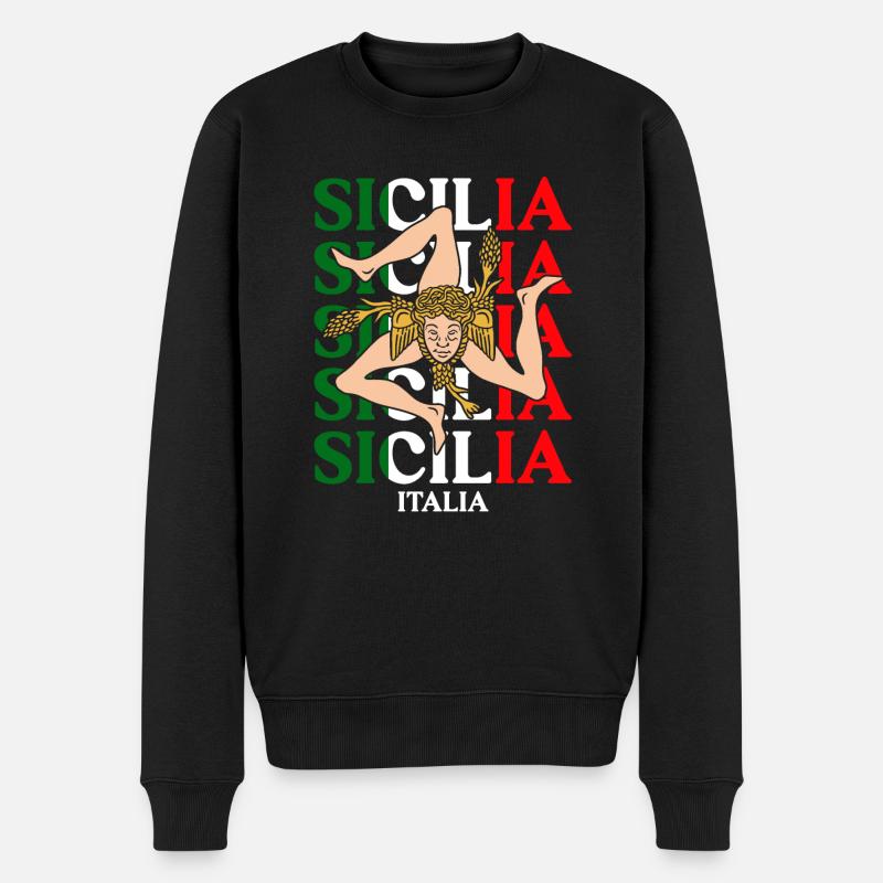 Sicile drapeau Sicile Palerme Italie - Pull Premium bio Homme - noir