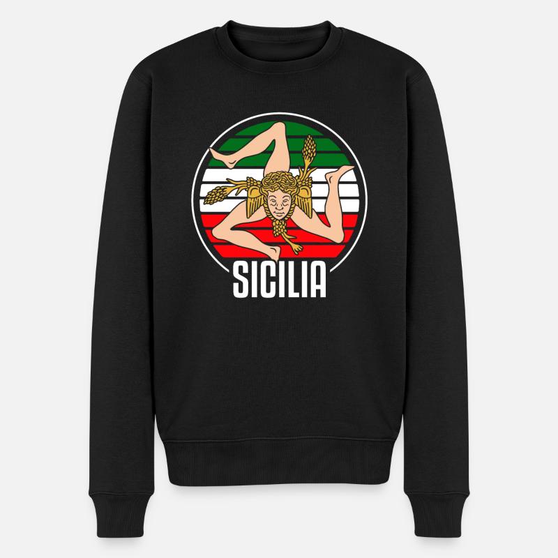 Sicile drapeau Sicile Palerme Italie - Pull Premium bio Homme - noir