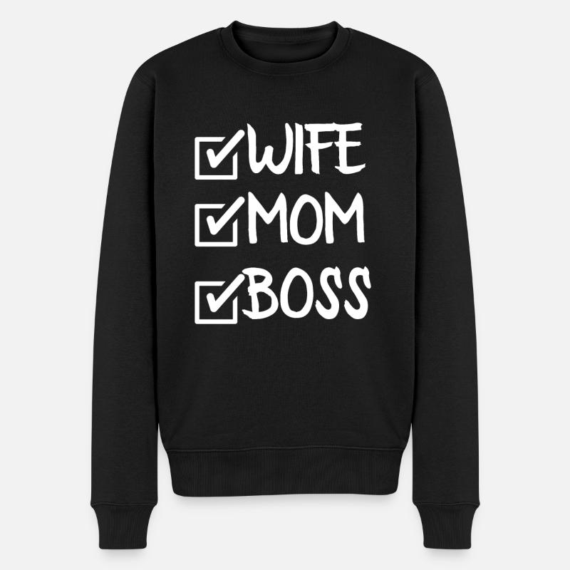 EHEFRAU MUTTER CHEF - Männer Premium Bio Pullover - Schwarz