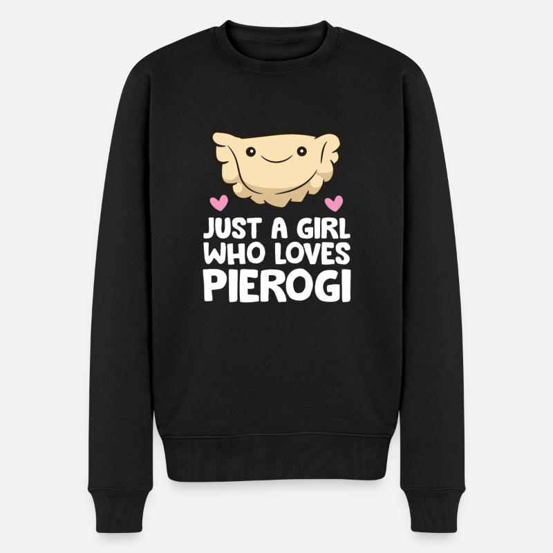 Nur ein Mädchen, das Pierogi liebt - Männer Premium Bio Pullover - Schwarz
