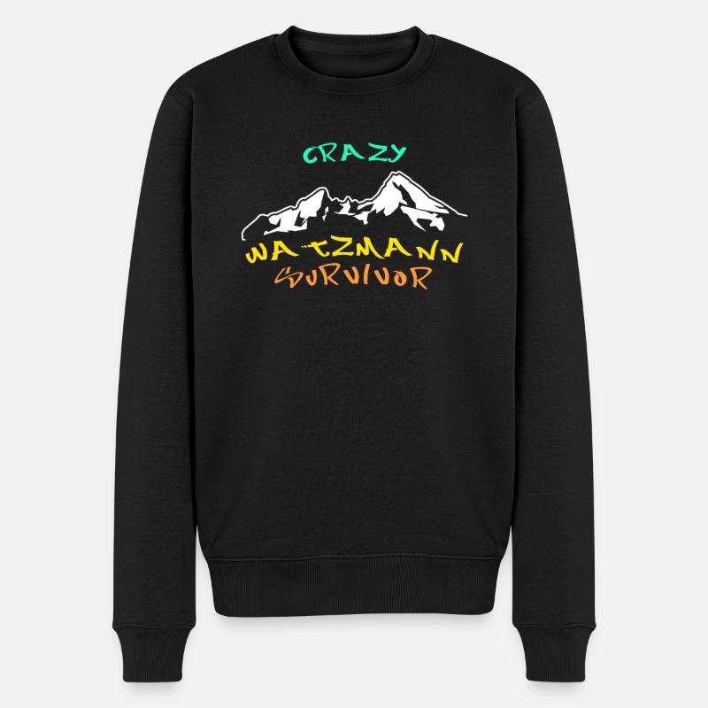 Watzmann Spruch Watzmannmassiv - Männer Premium Bio Pullover - Schwarz
