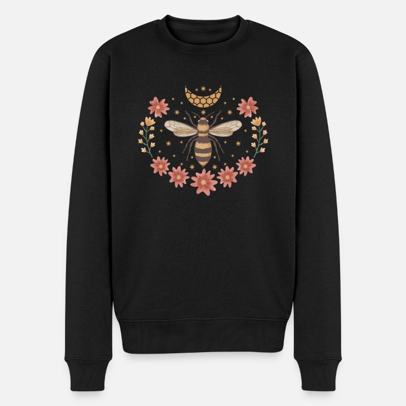 Blumen Bienen Shirt Geschenk Imker - Männer Premium Bio Pullover - Schwarz