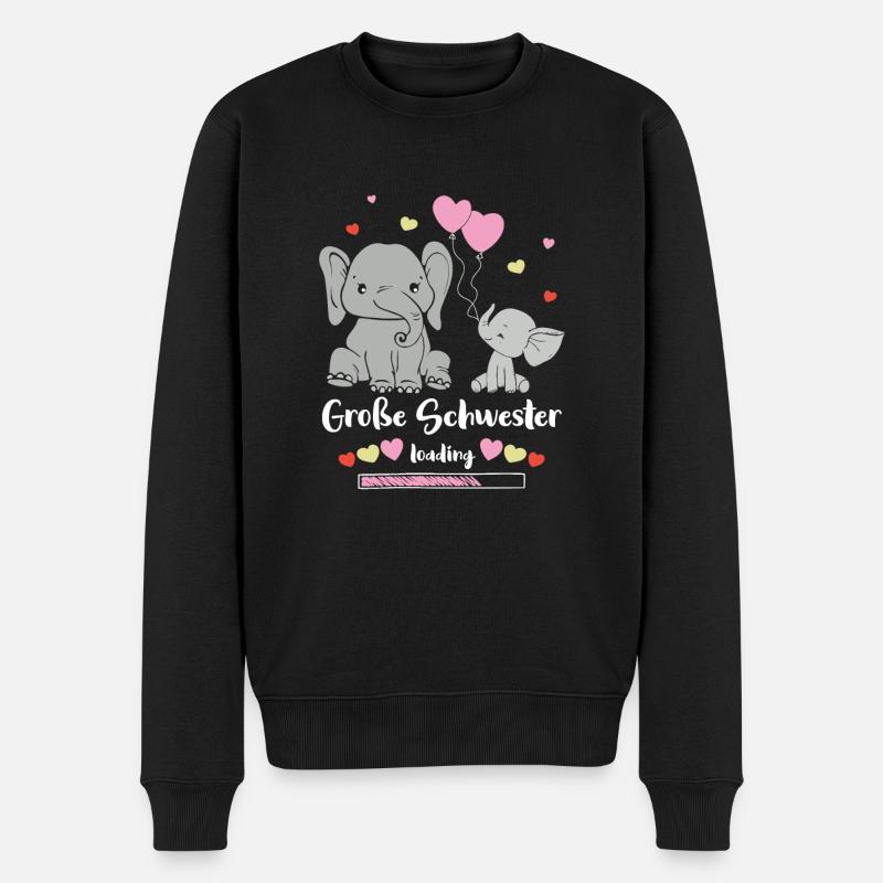 Große Schwester Loading Elefant - Männer Premium Bio Pullover - Schwarz