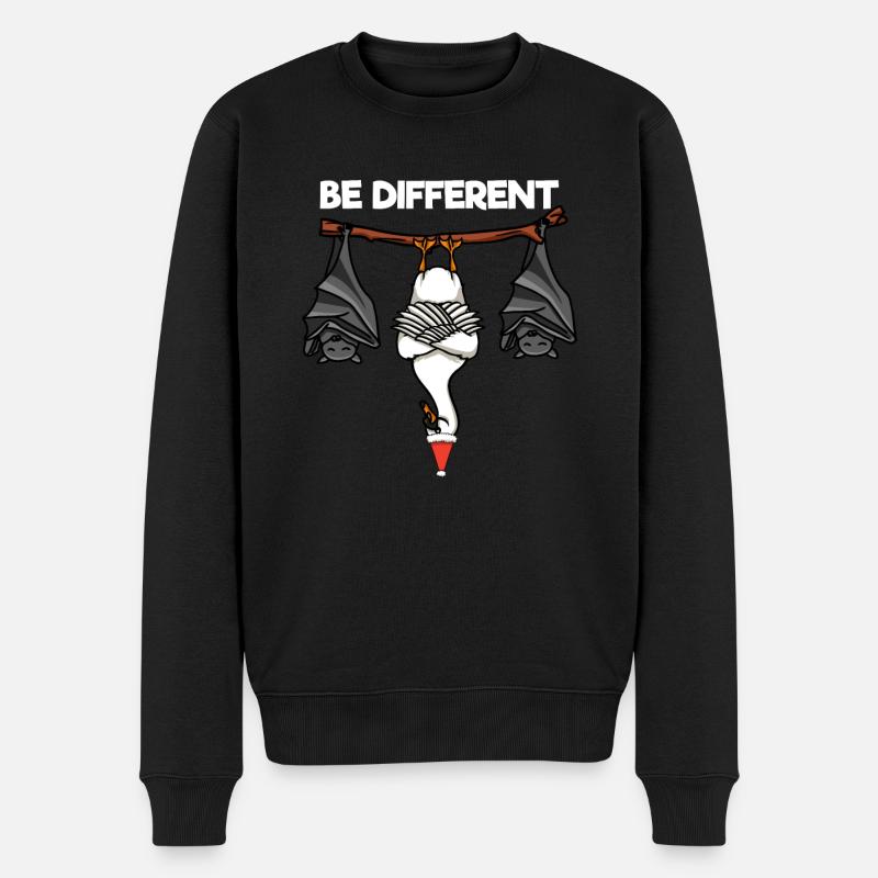 Be Different Schwan Fledermaus Weihnachtsmann - Männer Premium Bio Pullover - Schwarz