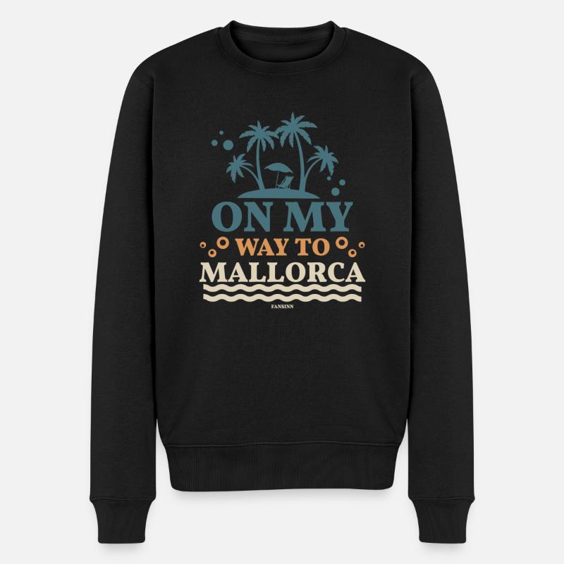 bin auf dem Weg nach Mallorca - Männer Premium Bio Pullover - Schwarz