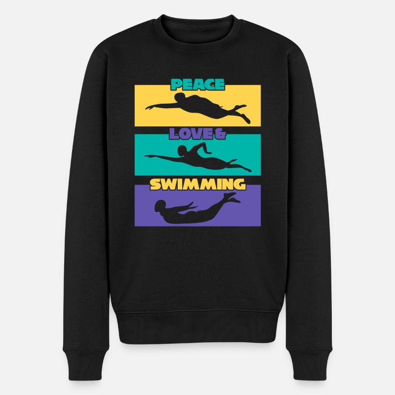 Schwimmer Schwimmbad Schwimmtrainer - Männer Premium Bio Pullover - Schwarz
