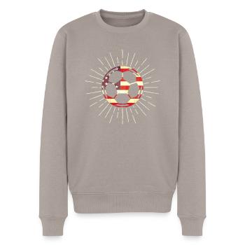 Drapeau américain sur le ballon de football - Pull Premium bio Homme - taupe - Devant - Nico (187cm)