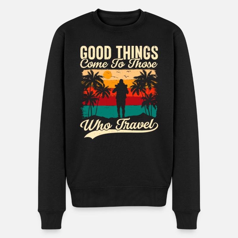 Good Things Come To Those Who Travel - Männer Premium Bio Pullover - Schwarz