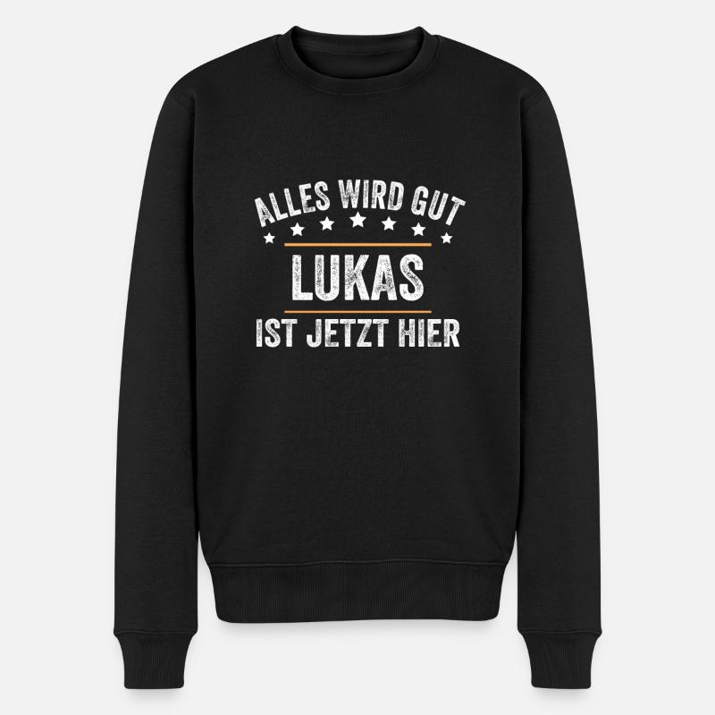 Lukas Vorname Name Geburtstag - Männer Premium Bio Pullover - Schwarz