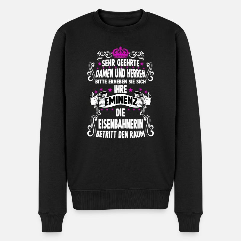 Eisenbahnerin T Witzig Spruch Motiv Eisenbahnerin - Männer Premium Bio Pullover - Schwarz
