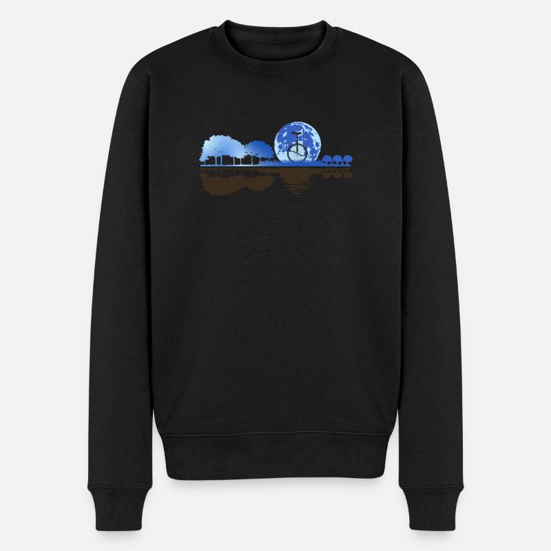 Unicycle Moon Acoustic Guitar Moon Lake Shadow - Männer Premium Bio Pullover - Schwarz
