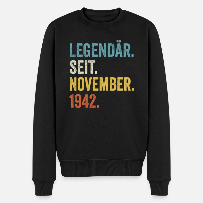 80 Jahre Legendär Seit November 1942 80. - Männer Premium Bio Pullover - Schwarz