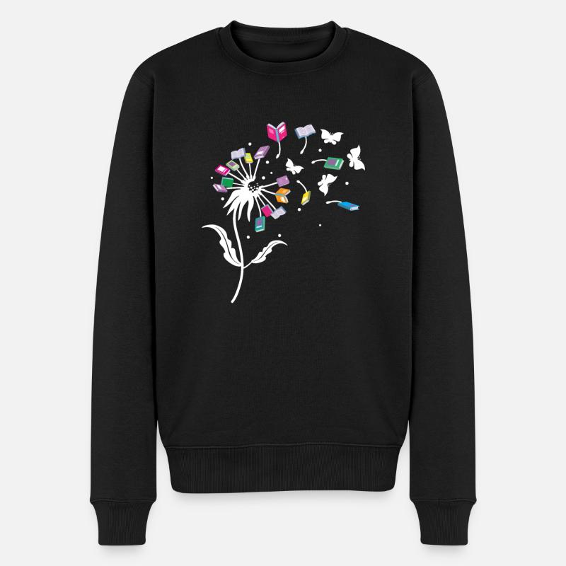 Löwenzahn Blume Buch - Männer Premium Bio Pullover - Schwarz