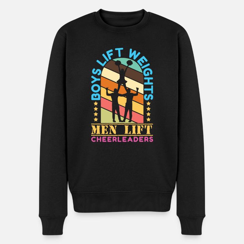 Boys Lift Weights Men Lift Cheerleaders - Männer Premium Bio Pullover - Schwarz