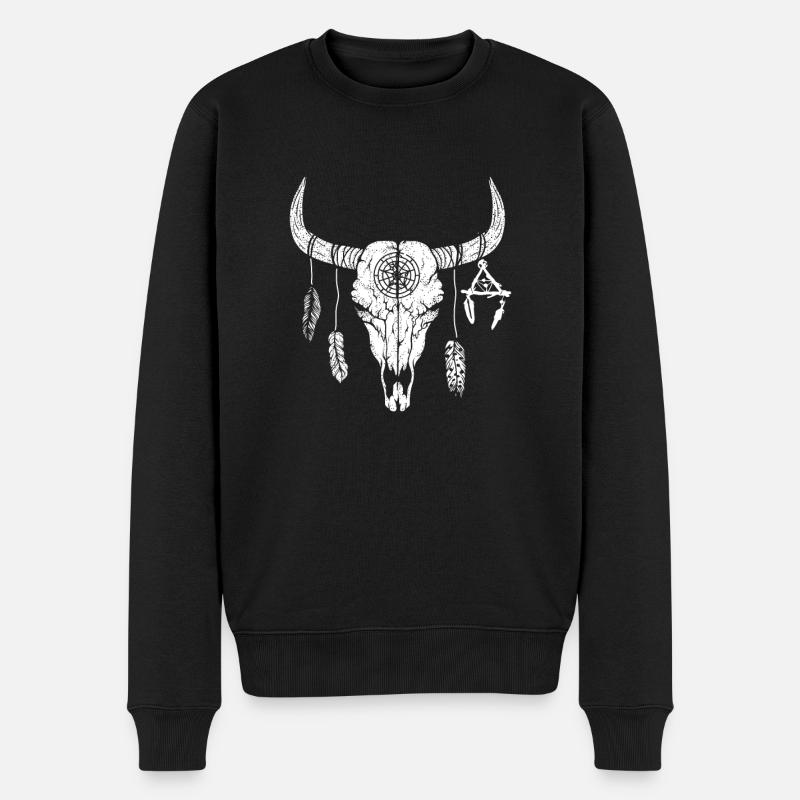 Büffel Schädel Ochse - Männer Premium Bio Pullover - Schwarz