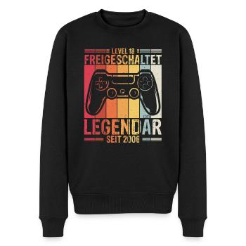 Level 18 Jahre Geburtstag 2006 Videospiel Liebhabe - Männer Premium Bio Pullover - Schwarz - Vorne - Nico (187cm)