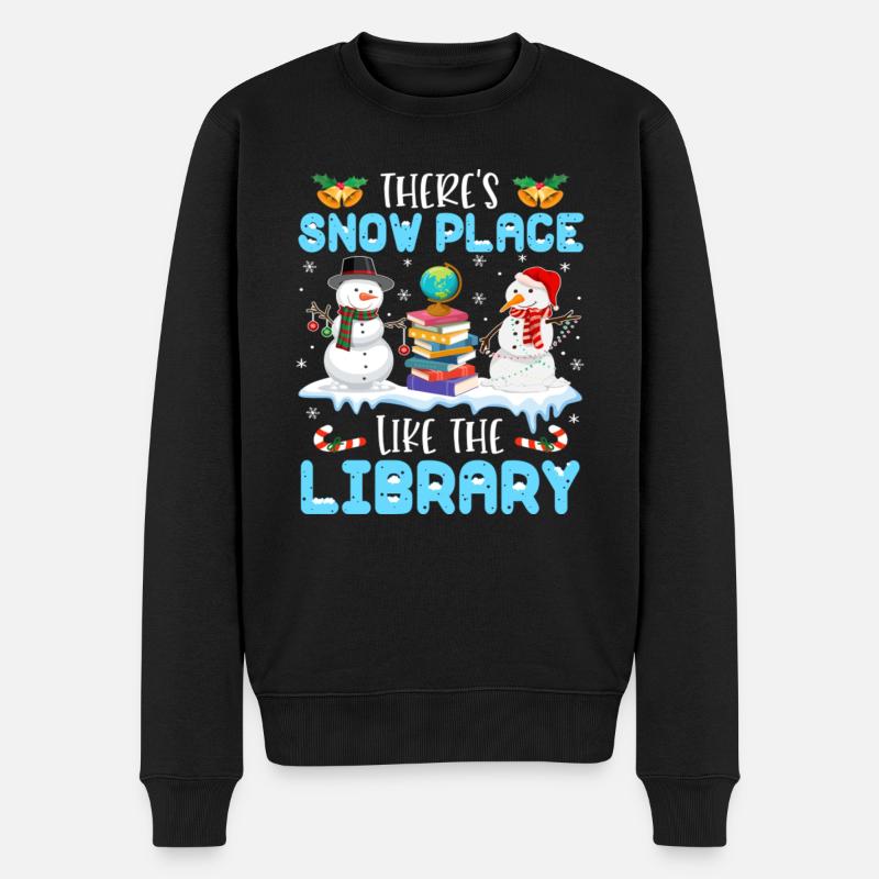 Librarian Theres Snow Place Like The Library - Männer Premium Bio Pullover - Schwarz