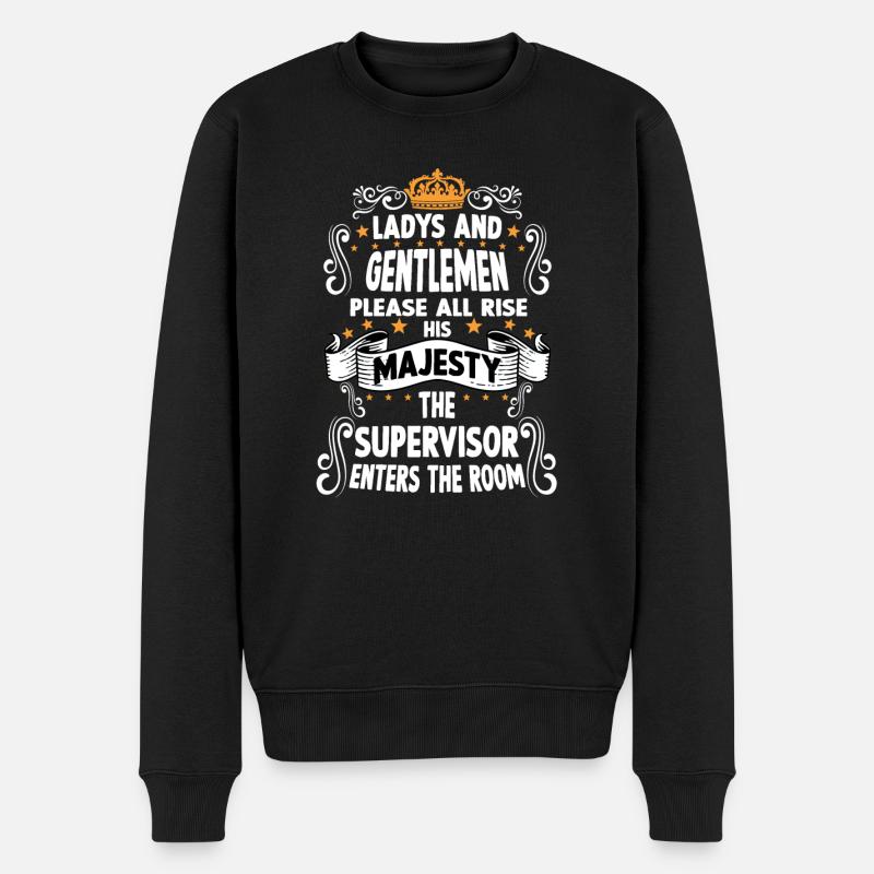 Supervisor T Witzig Spruch Supervisor - Männer Premium Bio Pullover - Schwarz
