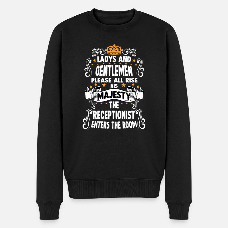 Rezeptionist T witziges Spruch Motiv Rezeptionist - Männer Premium Bio Pullover - Schwarz