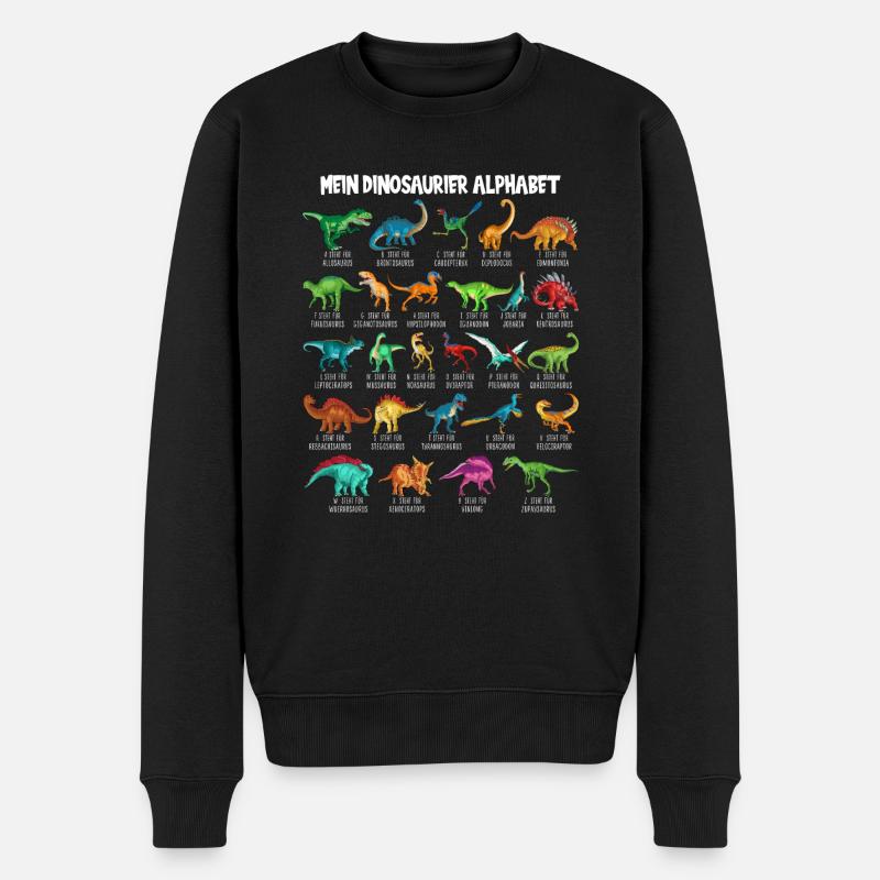 Mein Dinosaurier Alphabet Kinder Arten Dino A-Z - Männer Premium Bio Pullover - Schwarz