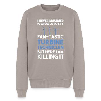 Wind turbine technician wind farm wind power - Men's Premium Organic Jumper - taupe - Front - Nico (187cm)