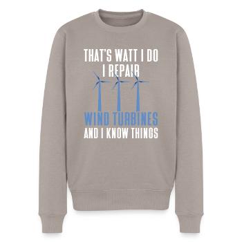 Wind turbine technician wind farm wind power - Men's Premium Organic Jumper - taupe - Front - Nico (187cm)