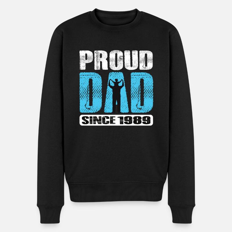 Proud Dad Since 1989 - Männer Premium Bio Pullover - Schwarz