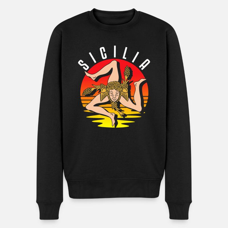 Sicile drapeau Sicile Palerme Italie - Pull Premium bio Homme - noir