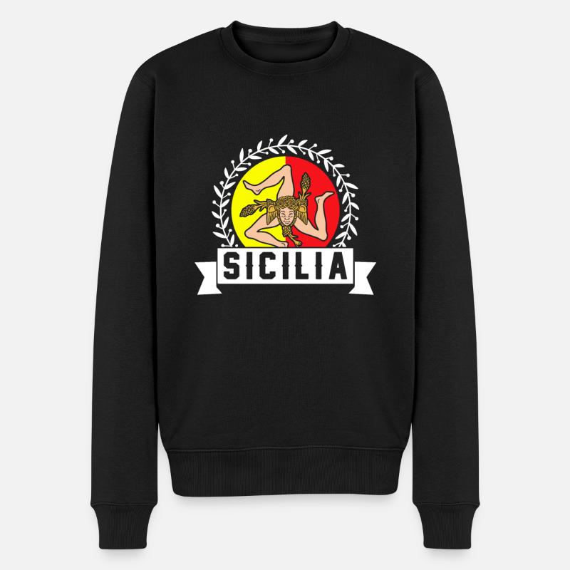 Sicile drapeau Sicile Palerme Italie - Pull Premium bio Homme - noir
