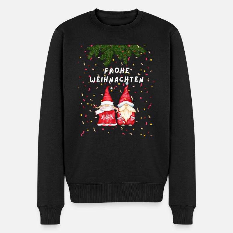 Frohe Weihnachten - Elfen - Männer Premium Bio Pullover - Schwarz