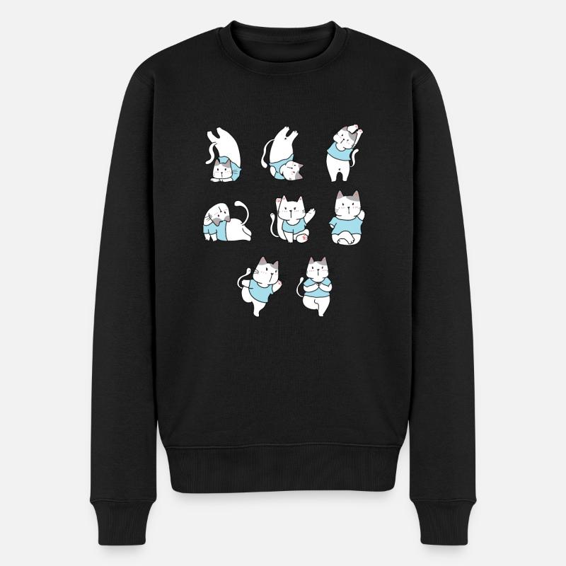 Cat Yoga For Yoga Lover - Männer Premium Bio Pullover - Schwarz