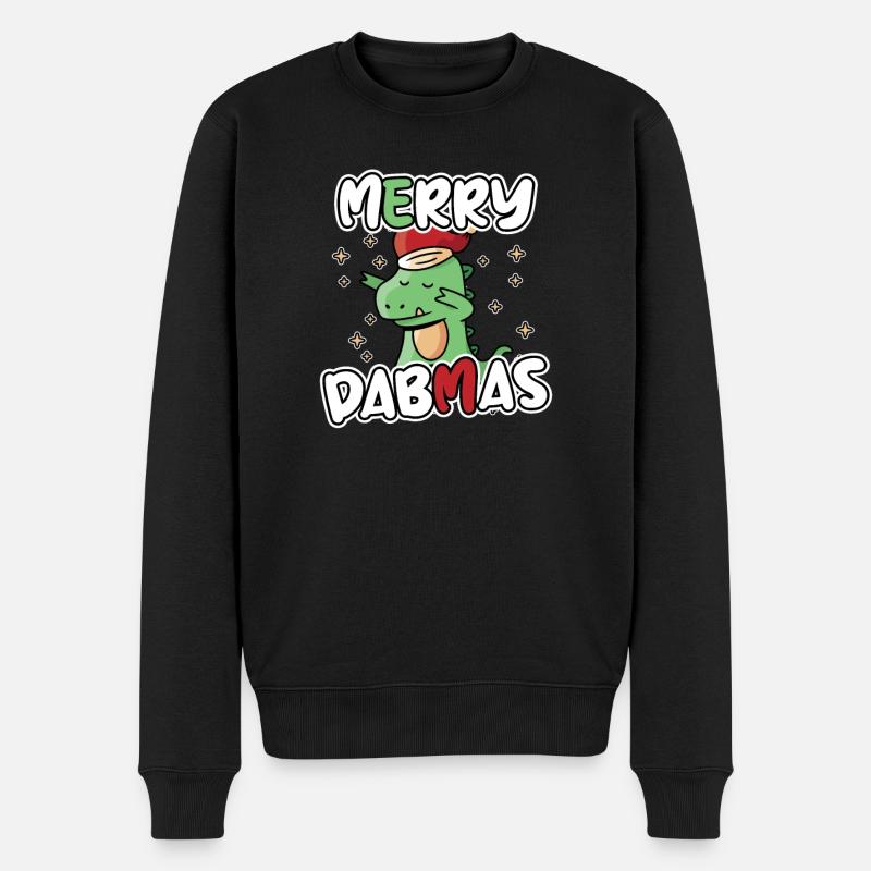 Dabbing Dino Dab Christmas - Männer Premium Bio Pullover - Schwarz