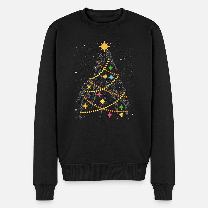 Papageien weihnachtsbaum - Männer Premium Bio Pullover - Schwarz