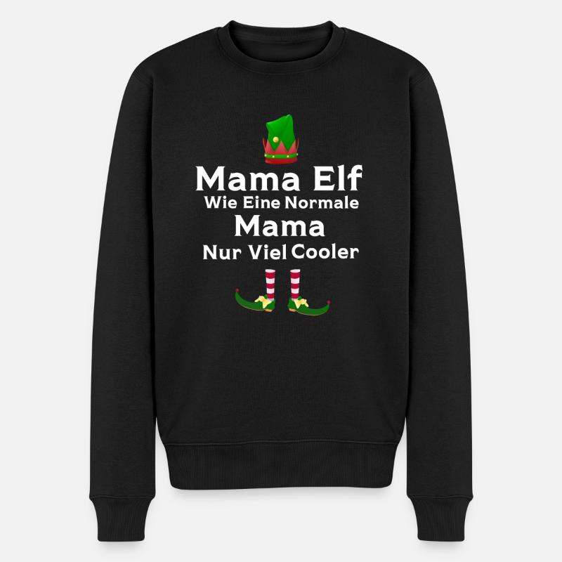Mutter Elfe Mama Elf Geschenk - Männer Premium Bio Pullover - Schwarz