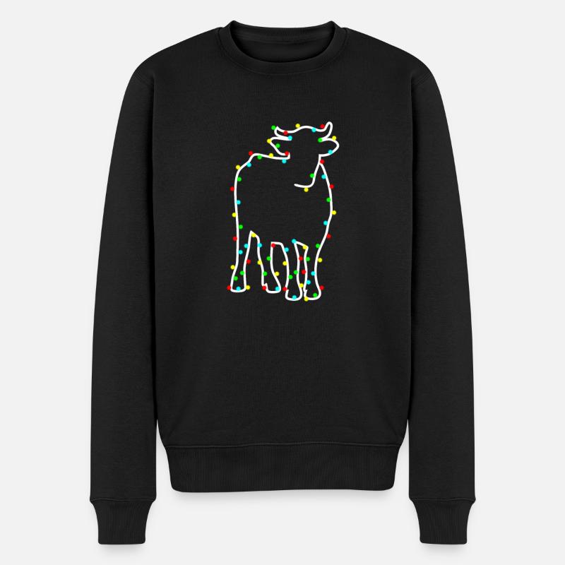 Weihnachten Lichterkette Kuh Shirt - Männer Premium Bio Pullover - Schwarz