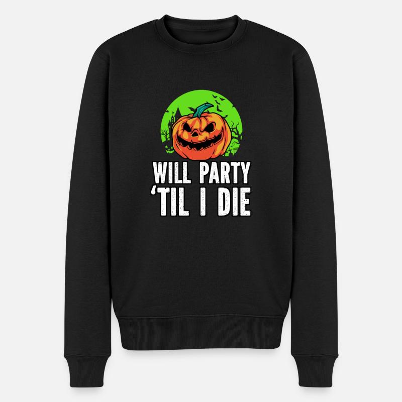 Halloween Kürbis - Männer Premium Bio Pullover - Schwarz
