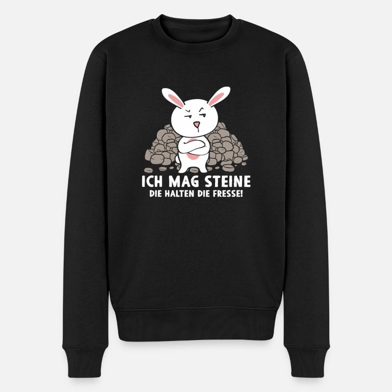 Ich mag Steine - Männer Premium Bio Pullover - Schwarz
