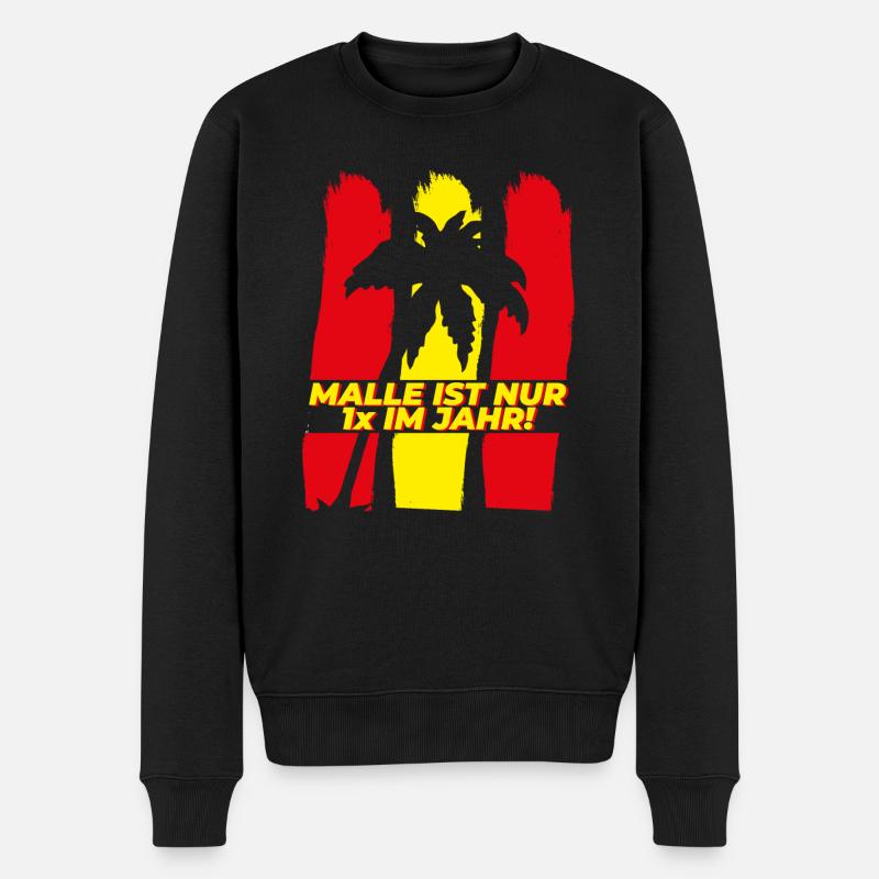 Malle_ist_nur_1x_im_Jahr - Männer Premium Bio Pullover - Schwarz