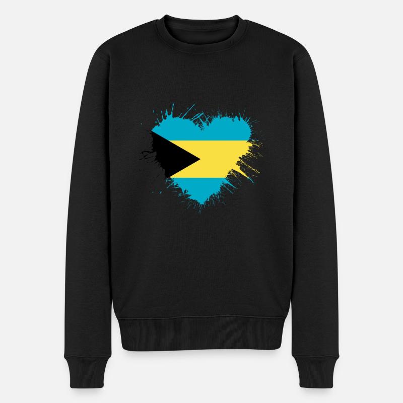 Drapeau du cœur des Bahamas - Pull Premium bio Homme - noir