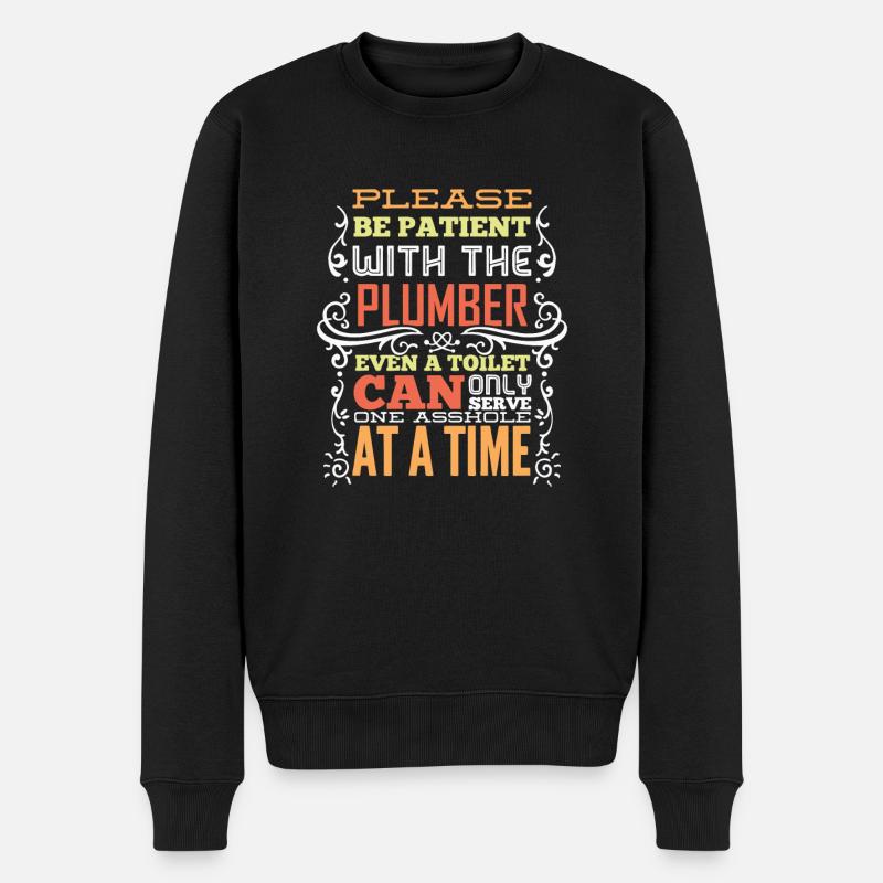Klempner Spruch Lustig Geschenk - Männer Premium Bio Pullover - Schwarz