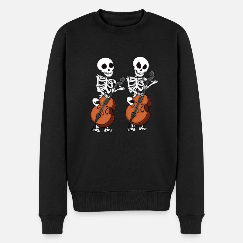 Kontrabass Skelette Orchester Big Band Kontrabass - Männer Premium Bio Pullover - Schwarz